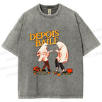 Unisex Pulp Fiction Halloween Style Printed Washed Tee