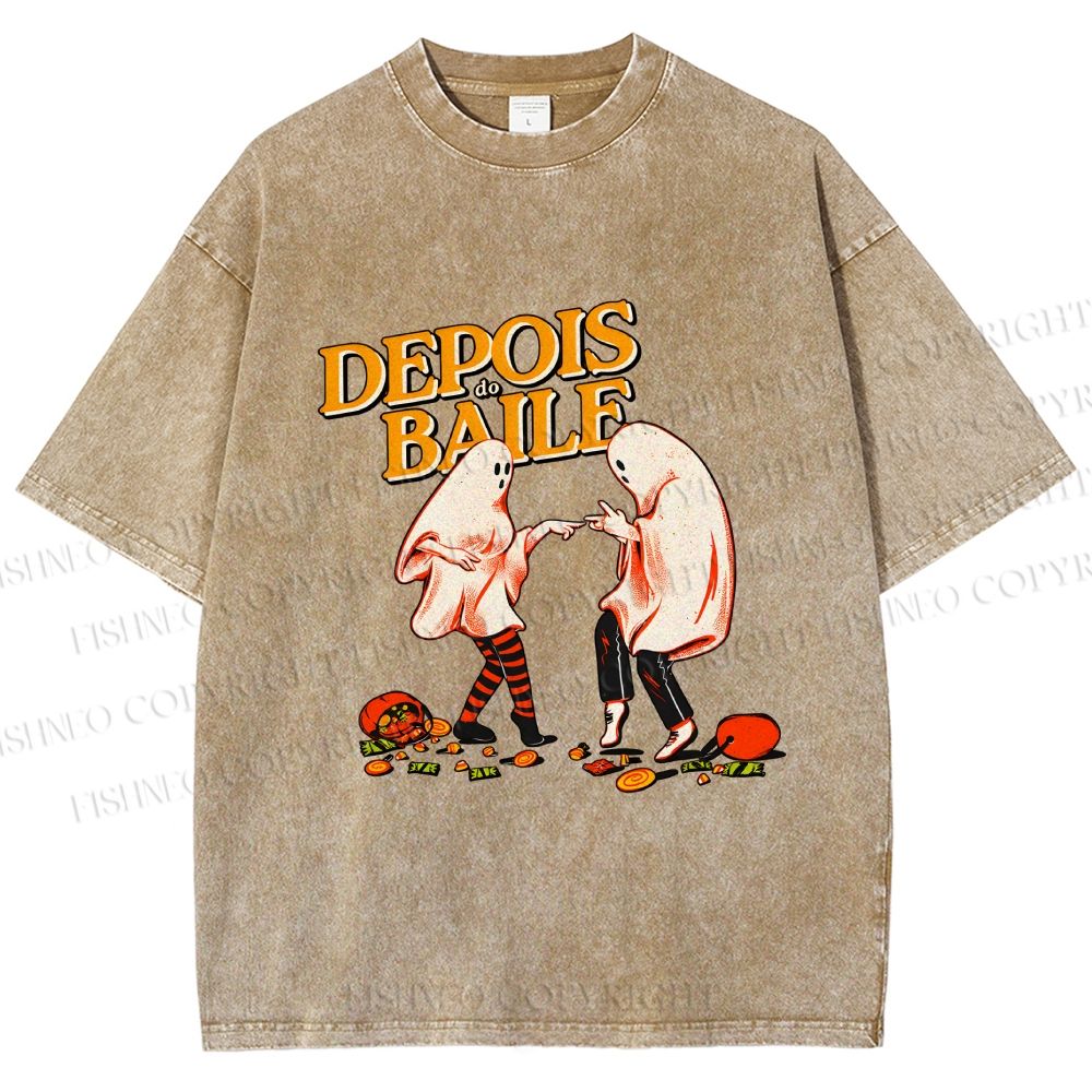 Unisex Pulp Fiction Halloween Style Printed Washed Tee