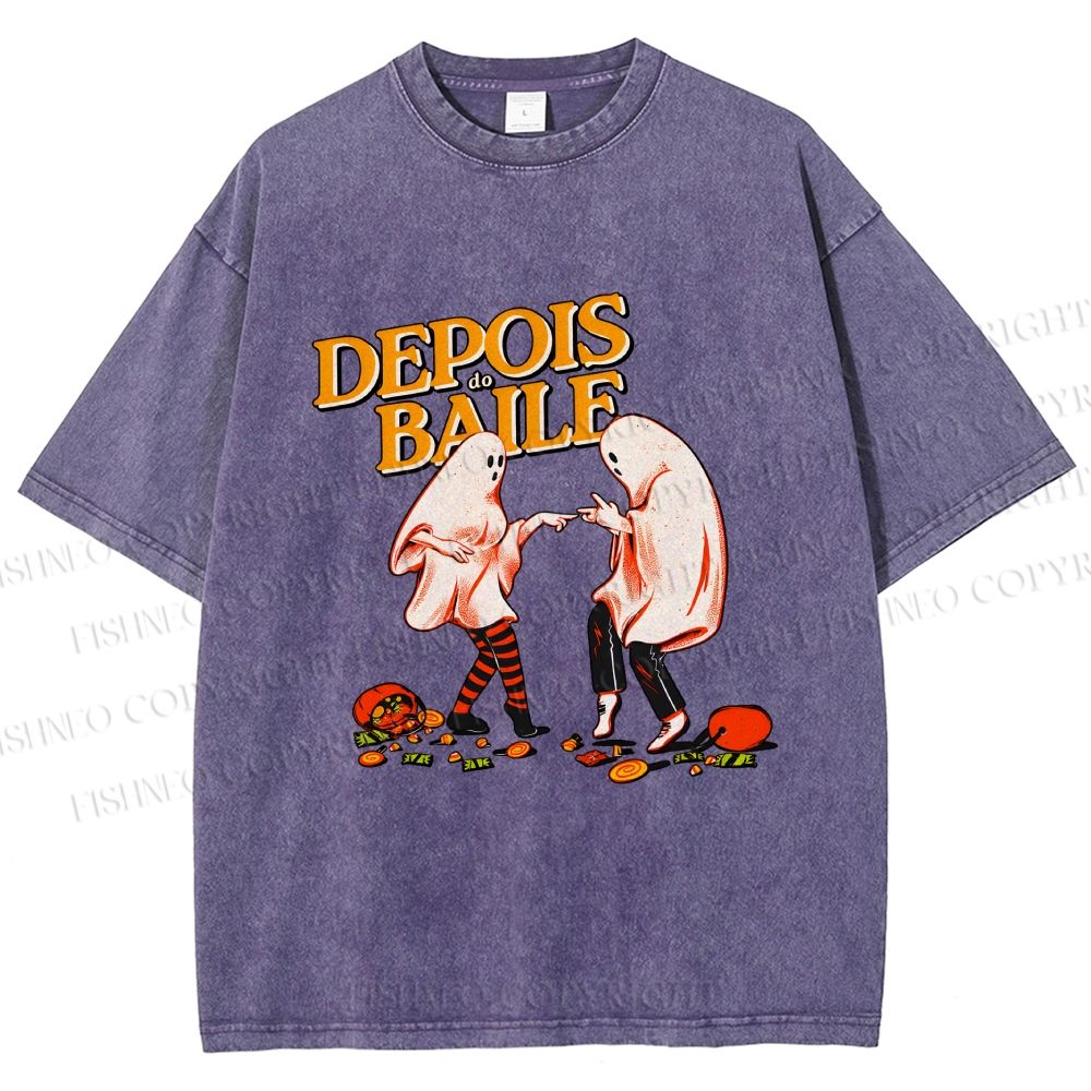 Unisex Pulp Fiction Halloween Style Printed Washed Tee