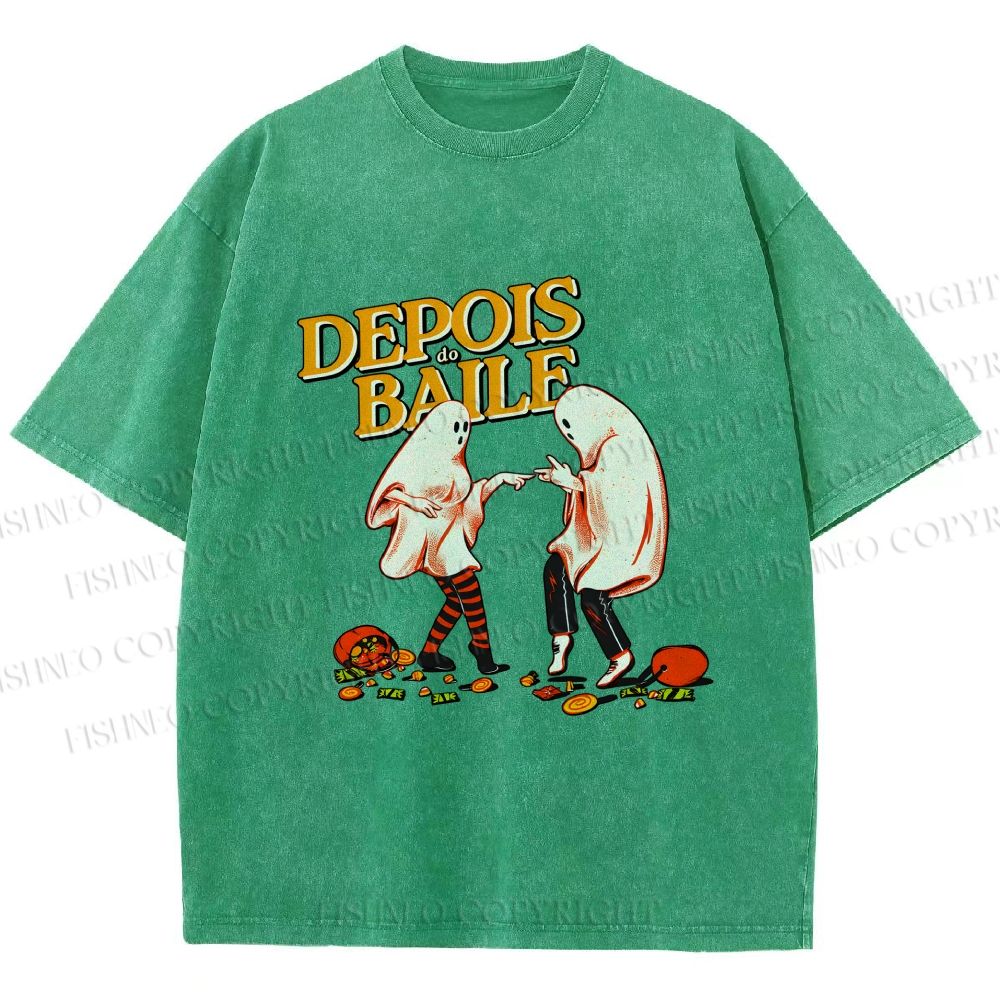 Unisex Pulp Fiction Halloween Style Printed Washed Tee