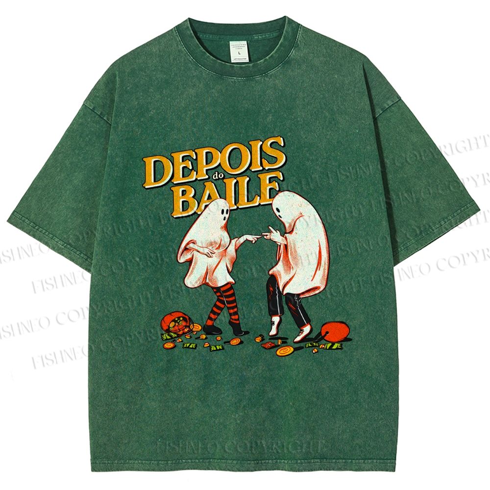 Unisex Pulp Fiction Halloween Style Printed Washed Tee