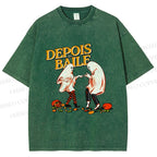 Unisex Pulp Fiction Halloween Style Printed Washed Tee
