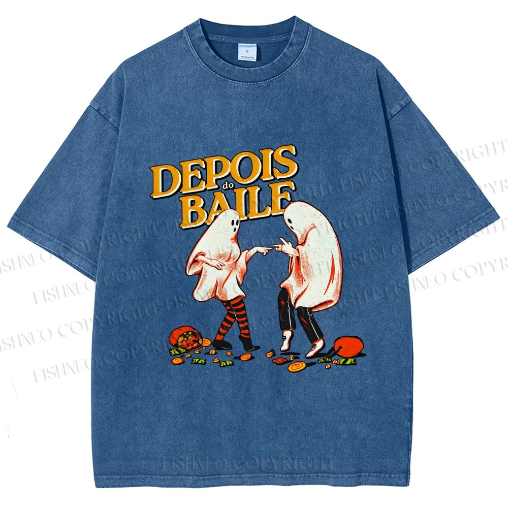 Unisex Pulp Fiction Halloween Style Printed Washed Tee