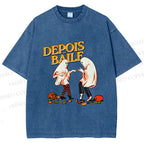 Unisex Pulp Fiction Halloween Style Printed Washed Tee