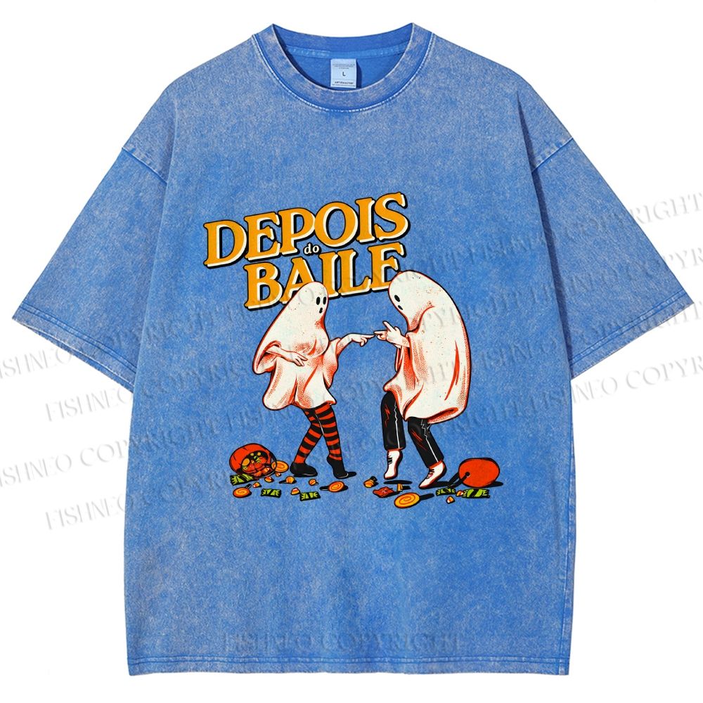 Unisex Pulp Fiction Halloween Style Printed Washed Tee