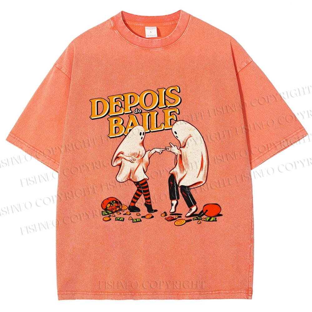 Unisex Pulp Fiction Halloween Style Printed Washed Tee