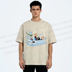 Unisex The Little Mole Playing With Dragonfly in Water Printed Washed Tee