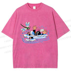 Unisex The Little Mole Playing With Dragonfly in Water Printed Washed Tee