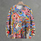 Abstract Horses Crew Neck Sweater