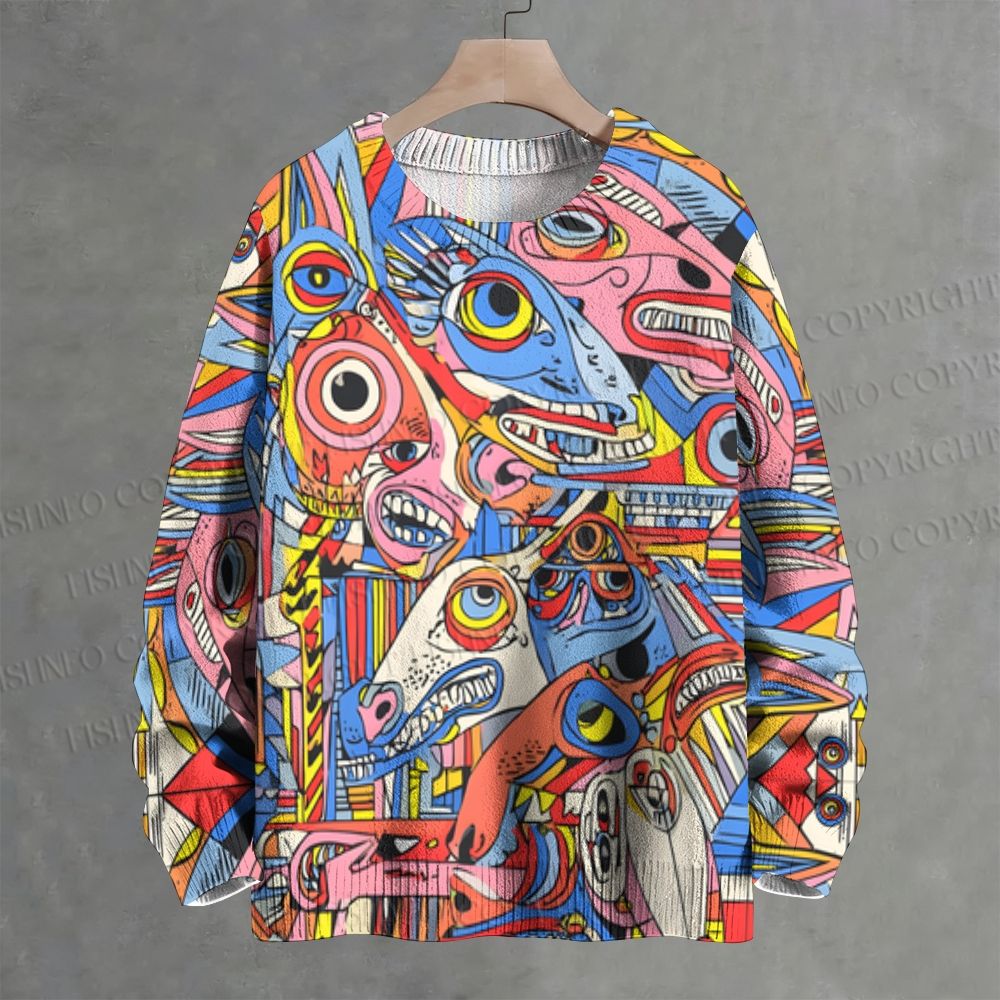 Abstract Horses Crew Neck Sweater