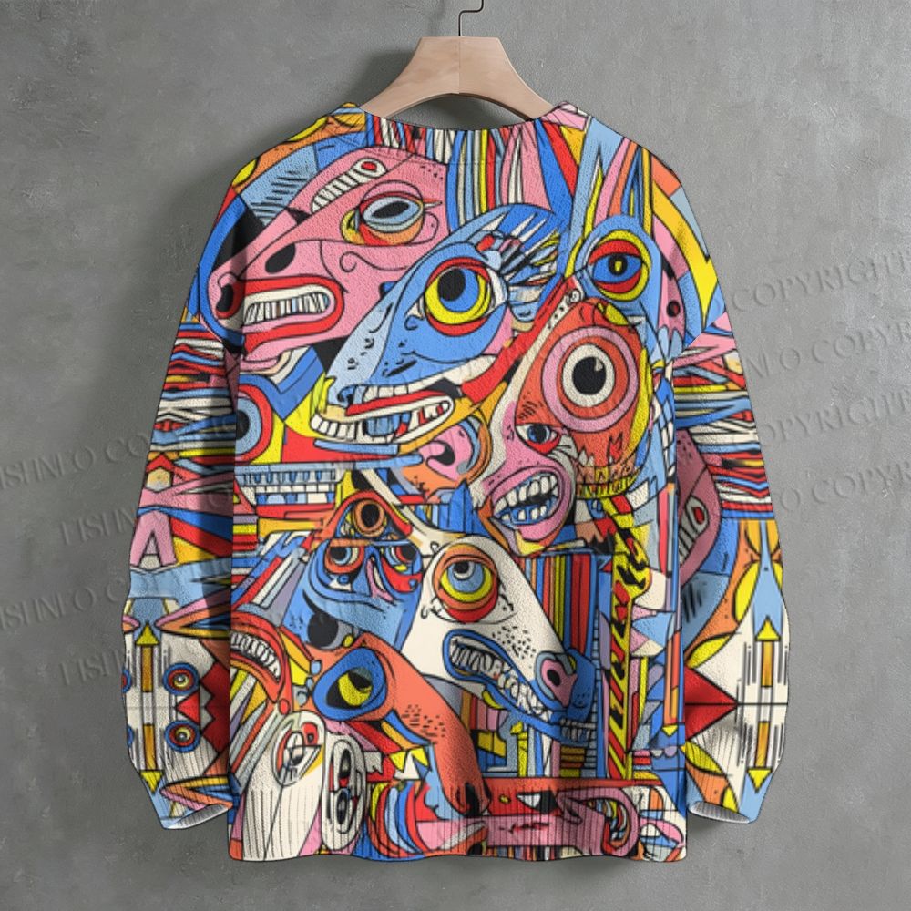 Abstract Horses Crew Neck Sweater