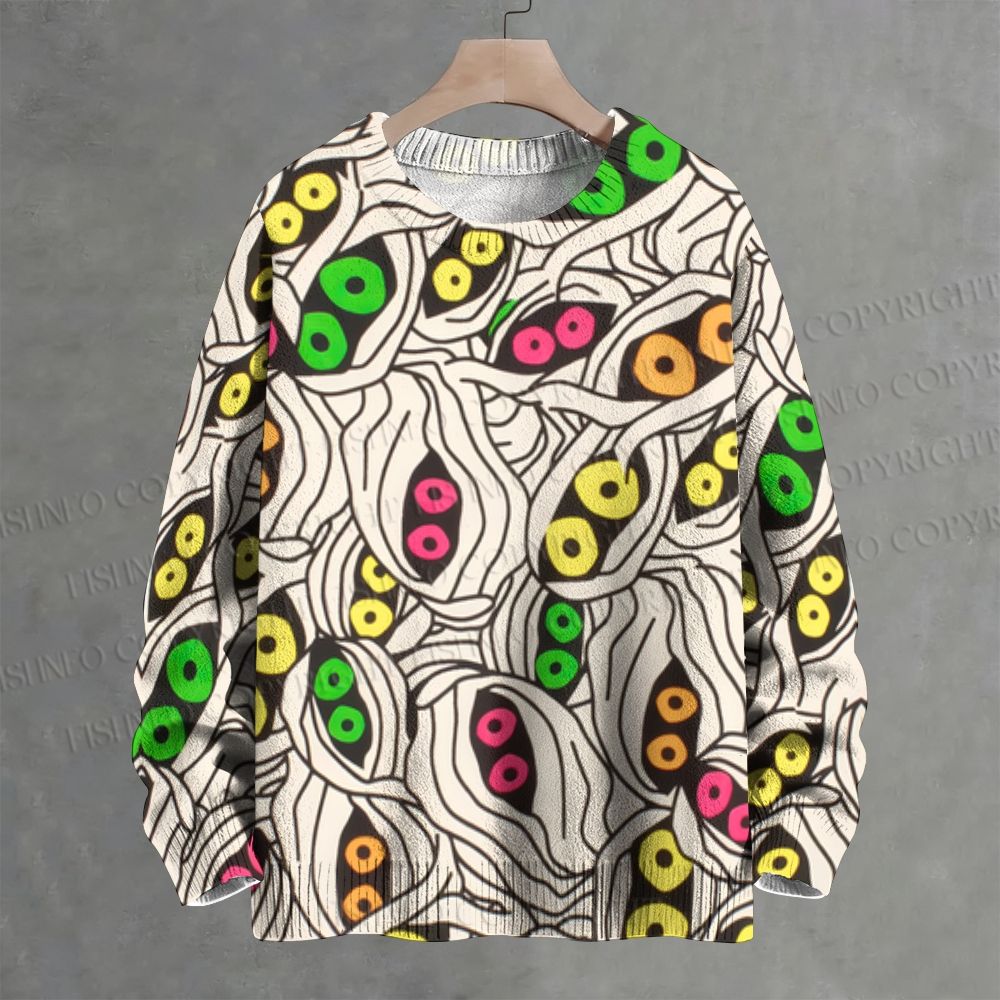 Halloween Mummy Eyes Crew Neck Sweater