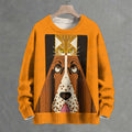 Charley Harper Geometric Cat And Dog Crew Neck Sweater