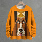 Charley Harper Geometric Cat And Dog Crew Neck Sweater