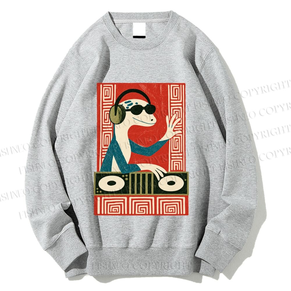 Unisex Gecko DJ Printed Sweatshirt