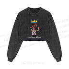 Jean-Michel Basquiat Printed Washed Crop Sweatshirt