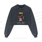 Jean-Michel Basquiat Printed Washed Crop Sweatshirt