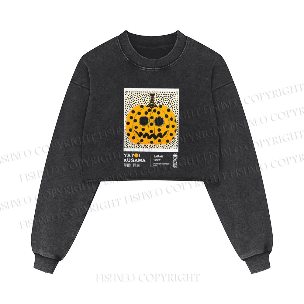 Yayoi Kusama Halloween Pumpkin Printed Washed Crop Sweatshirt