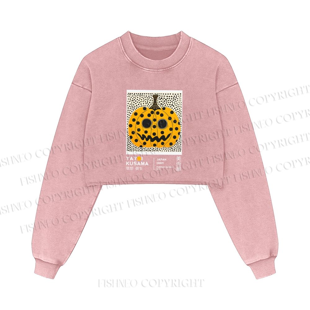 Yayoi Kusama Halloween Pumpkin Printed Washed Crop Sweatshirt