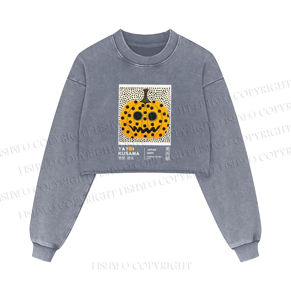Yayoi Kusama Halloween Pumpkin Printed Washed Crop Sweatshirt
