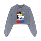 Bauhaus Dachshund Printed Washed Crop Sweatshirt
