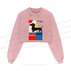 Bauhaus Dachshund Printed Washed Crop Sweatshirt