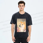 Unisex Funny Doge Meme Printed Washed Tee