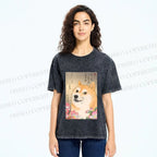Unisex Funny Doge Meme Printed Washed Tee