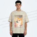 Unisex Funny Doge Meme Printed Washed Tee