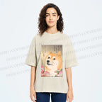 Unisex Funny Doge Meme Printed Washed Tee