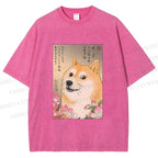Unisex Funny Doge Meme Printed Washed Tee
