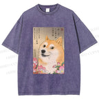 Unisex Funny Doge Meme Printed Washed Tee