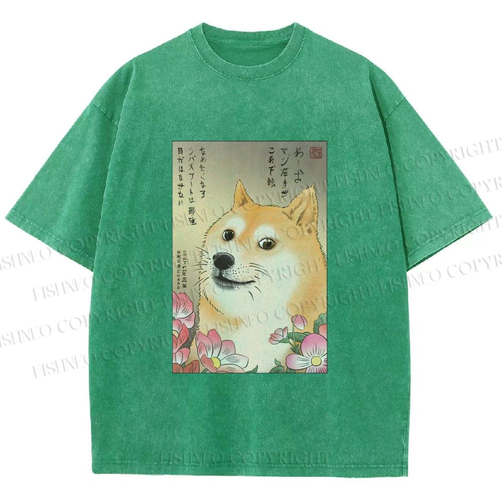 Unisex Funny Doge Meme Printed Washed Tee