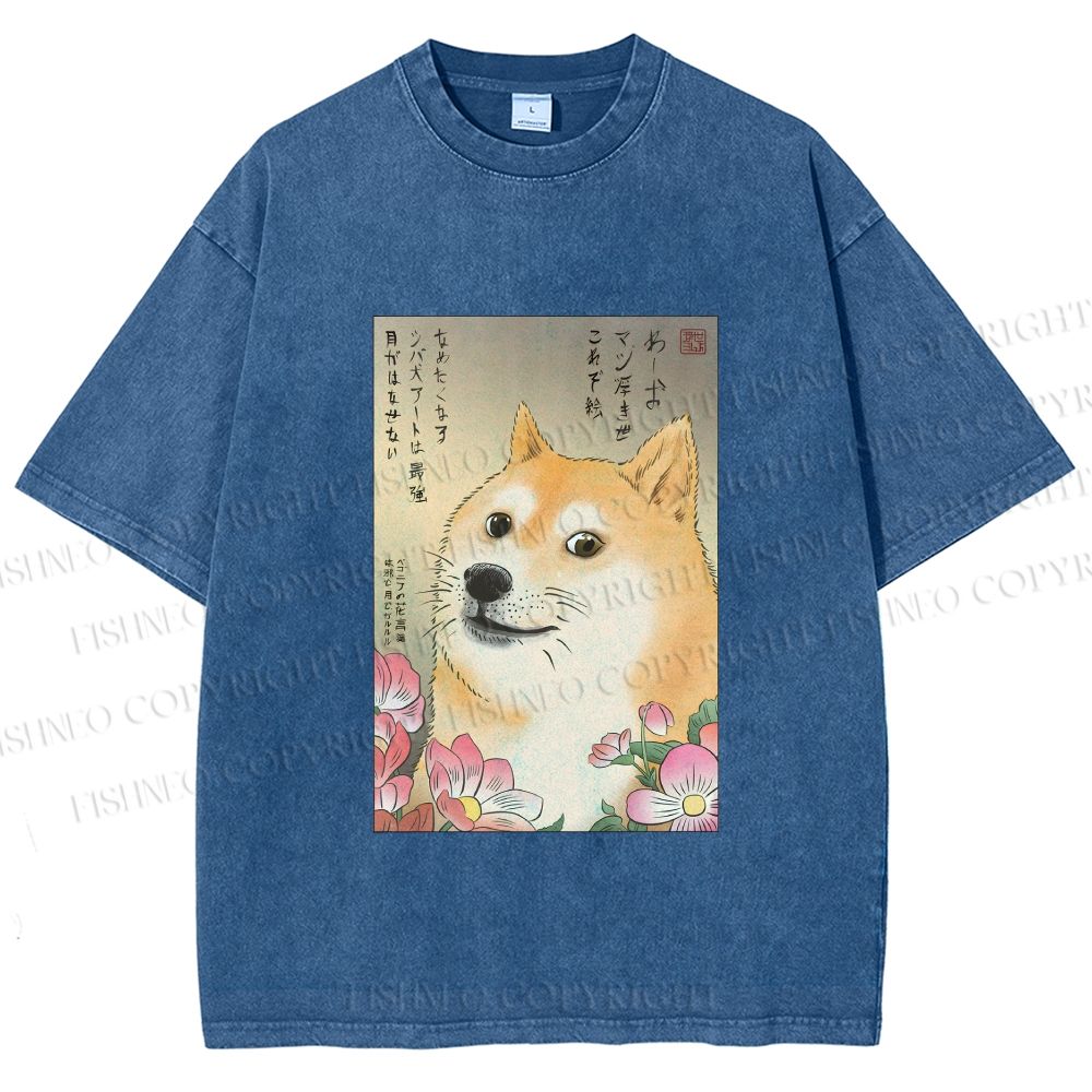 Unisex Funny Doge Meme Printed Washed Tee