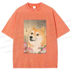 Unisex Funny Doge Meme Printed Washed Tee