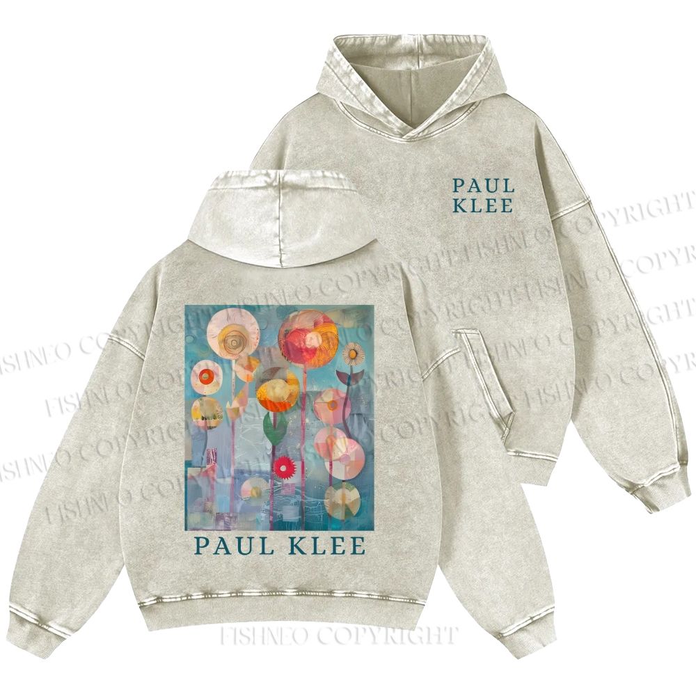 Unisex Paul Klee Flowers Casual Printed Double-sided Washed Hoodie
