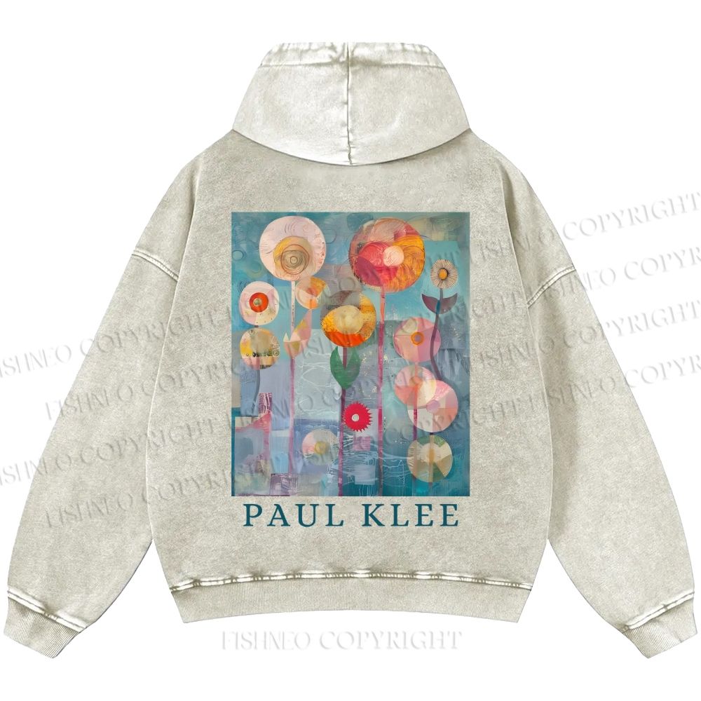 Unisex Paul Klee Flowers Casual Printed Double-sided Washed Hoodie