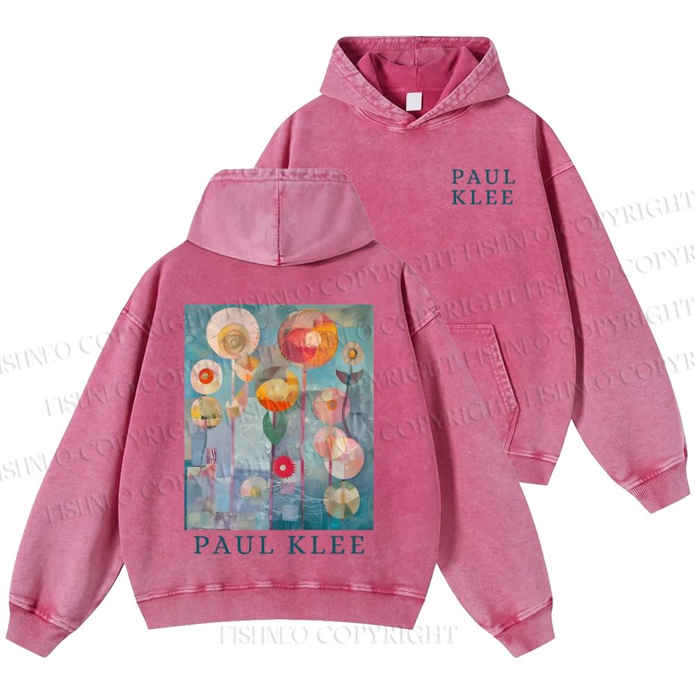 Unisex Paul Klee Flowers Casual Printed Double-sided Washed Hoodie