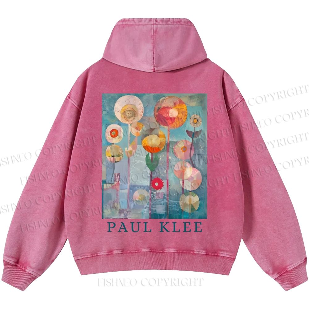 Unisex Paul Klee Flowers Casual Printed Double-sided Washed Hoodie