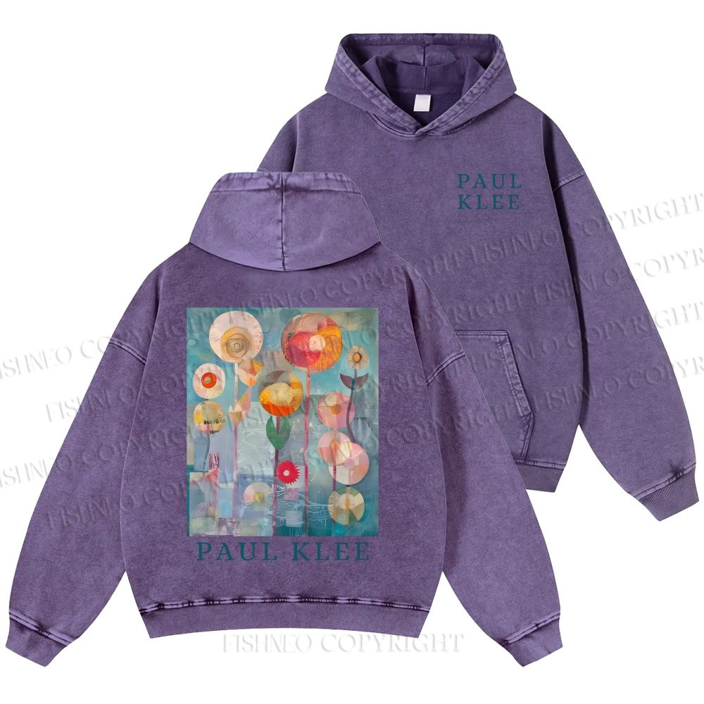 Unisex Paul Klee Flowers Casual Printed Double-sided Washed Hoodie