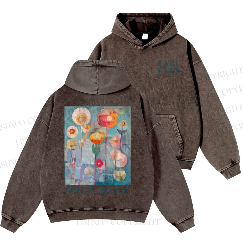 Unisex Paul Klee Flowers Casual Printed Double-sided Washed Hoodie