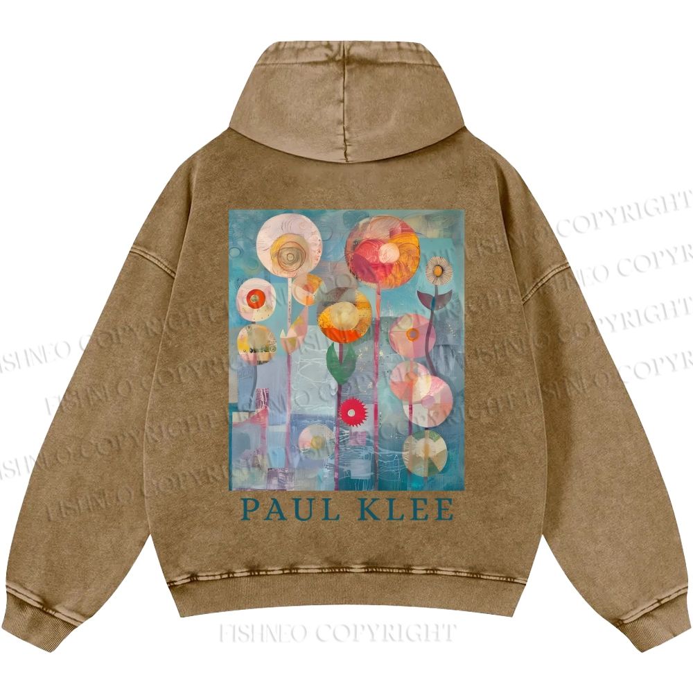 Unisex Paul Klee Flowers Casual Printed Double-sided Washed Hoodie