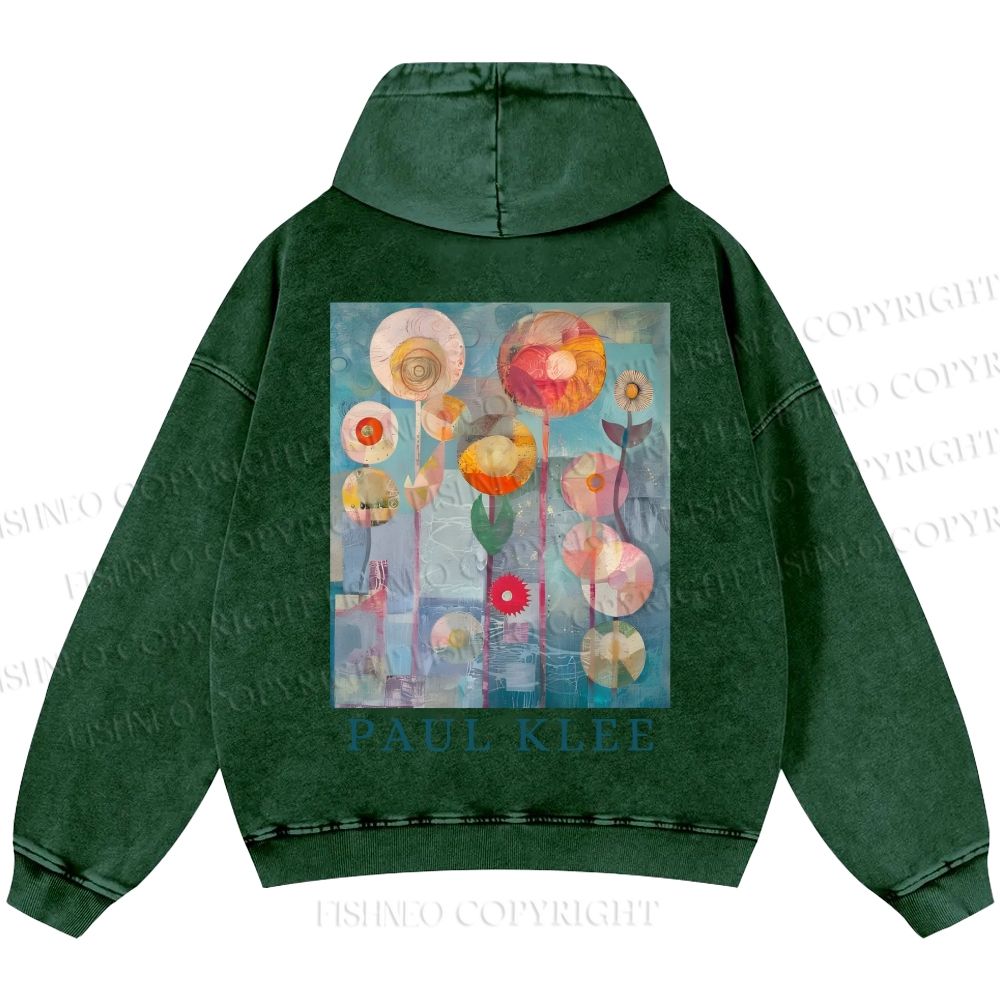 Unisex Paul Klee Flowers Casual Printed Double-sided Washed Hoodie