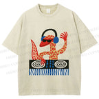 Unisex Gecko DJ Printed Washed Tee