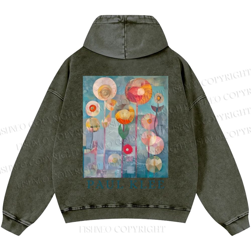 Unisex Paul Klee Flowers Casual Printed Double-sided Washed Hoodie