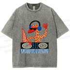Unisex Gecko DJ Printed Washed Tee