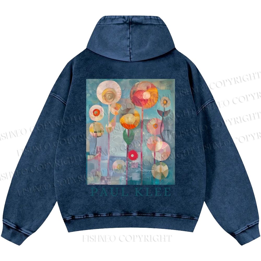 Unisex Paul Klee Flowers Casual Printed Double-sided Washed Hoodie