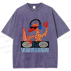 Unisex Gecko DJ Printed Washed Tee