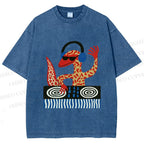 Unisex Gecko DJ Printed Washed Tee