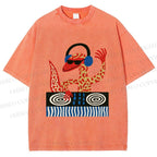 Unisex Gecko DJ Printed Washed Tee